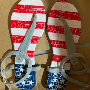 Red, white and blue Sandals